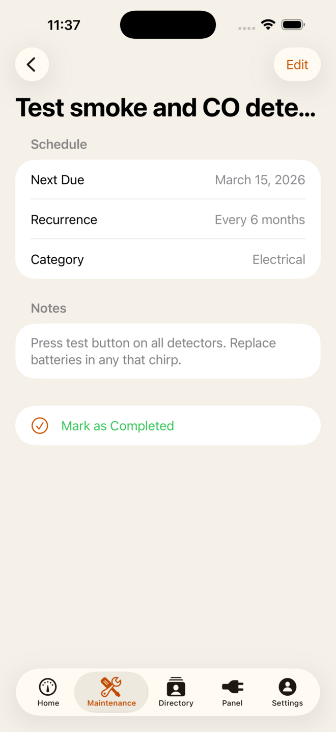 Scheduled task detail